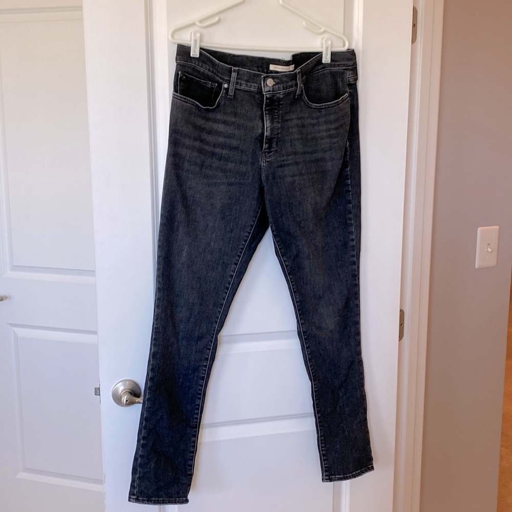 Levis 311 Shaping Skinny Jeans Womens 33 Black Stretch Denim Mid Rise